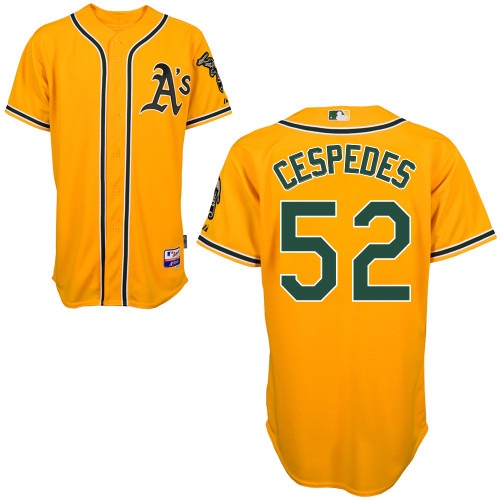 Yoenis Cespedes #52 mlb Jersey-Oakland Athletics Women's Authentic Yellow Cool Base Baseball Jersey